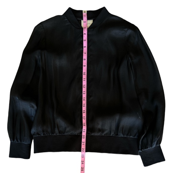NOT FOR SALE 💔MICHELLE MASON Sheer Silk Organza Mesh Bomber Zip-Up Jacket Black - Picture 10 of 15